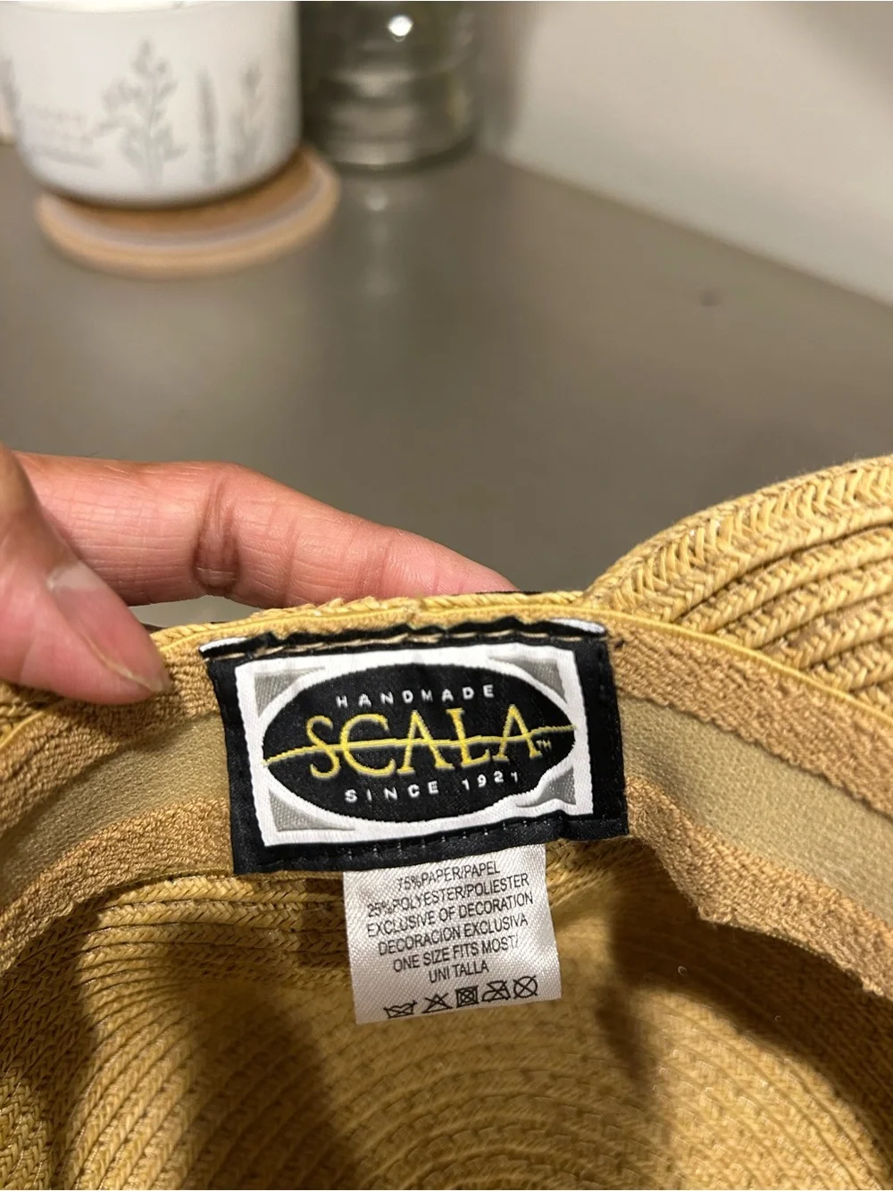 Scala Natural Straw Sun Hat with Black Band